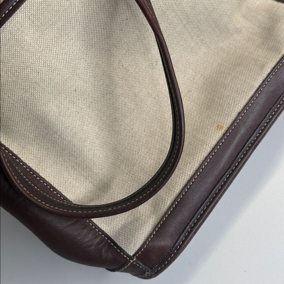 Coach 6122 vintage Bleecker Satchel linen canvas and brown leather tote bag - Picture 9 of 12